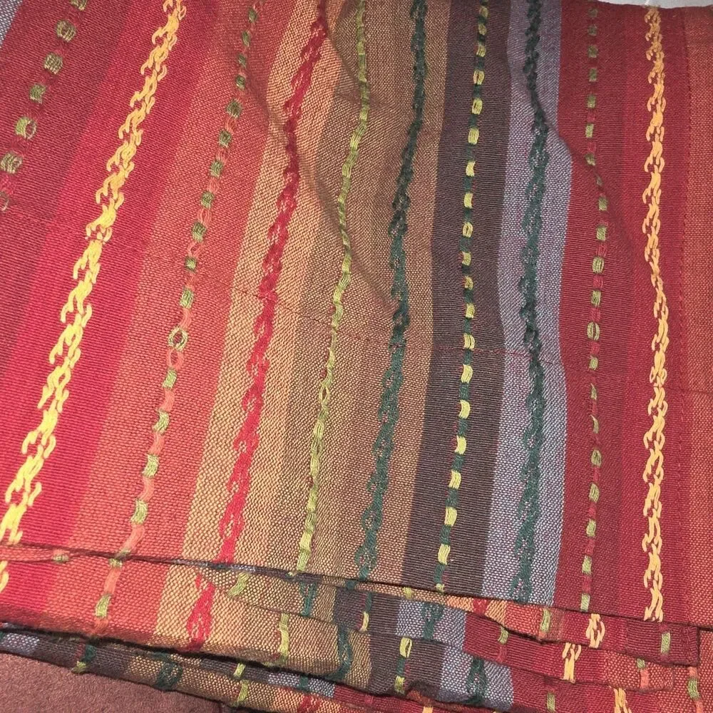 Pier 1 Imports 54x84 HTF Dobby Multi Stripe Embroidered Boho Window Panels 1pr